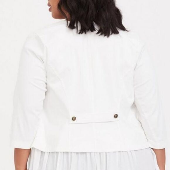 NWT Ivory Off White Twill Peplum Military Jacket Blazer Size 0 - Picture 7 of 10
